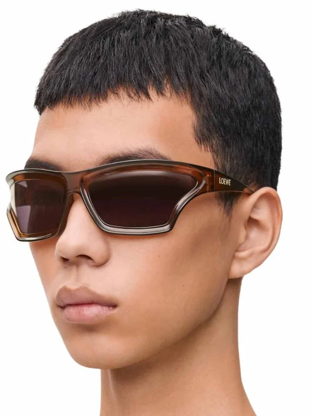 Loewe LW40143U 66A Rectangle Sunglasses - Shiny Red / Grey